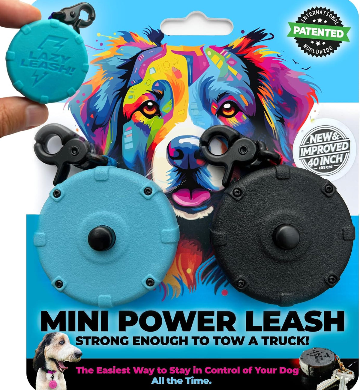 Mini Clip-On Power Leash Set - 2pc Heavy-Duty, Lightweight, Compact, Durable, Waterproof, Wearable, Adjustable Lead for Off-Leash Walking, Hiking, Training, Travel & Hands-Free Dog Control - Image 10