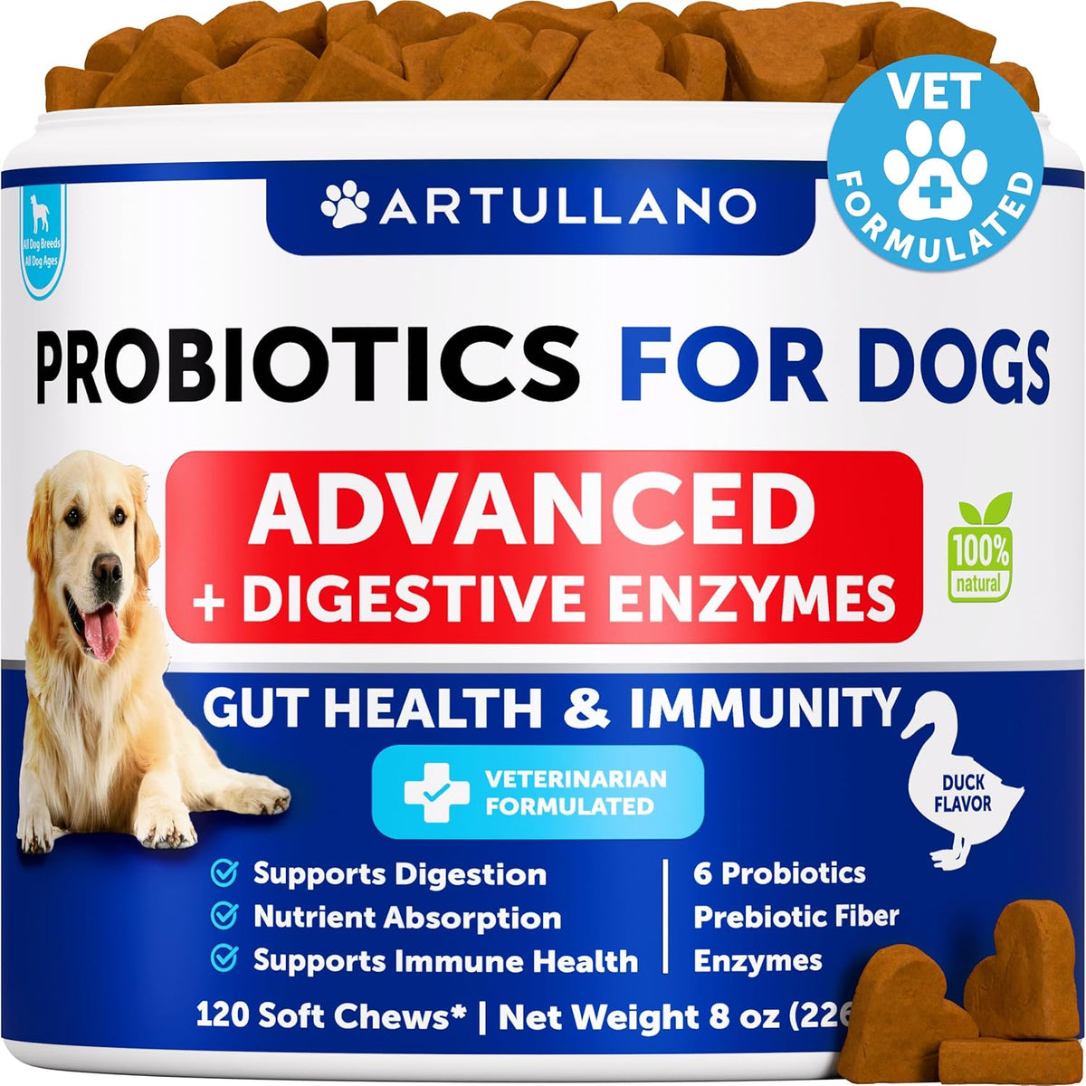 Artullano Probiotics for Dogs front packaging view dog digestive supplement