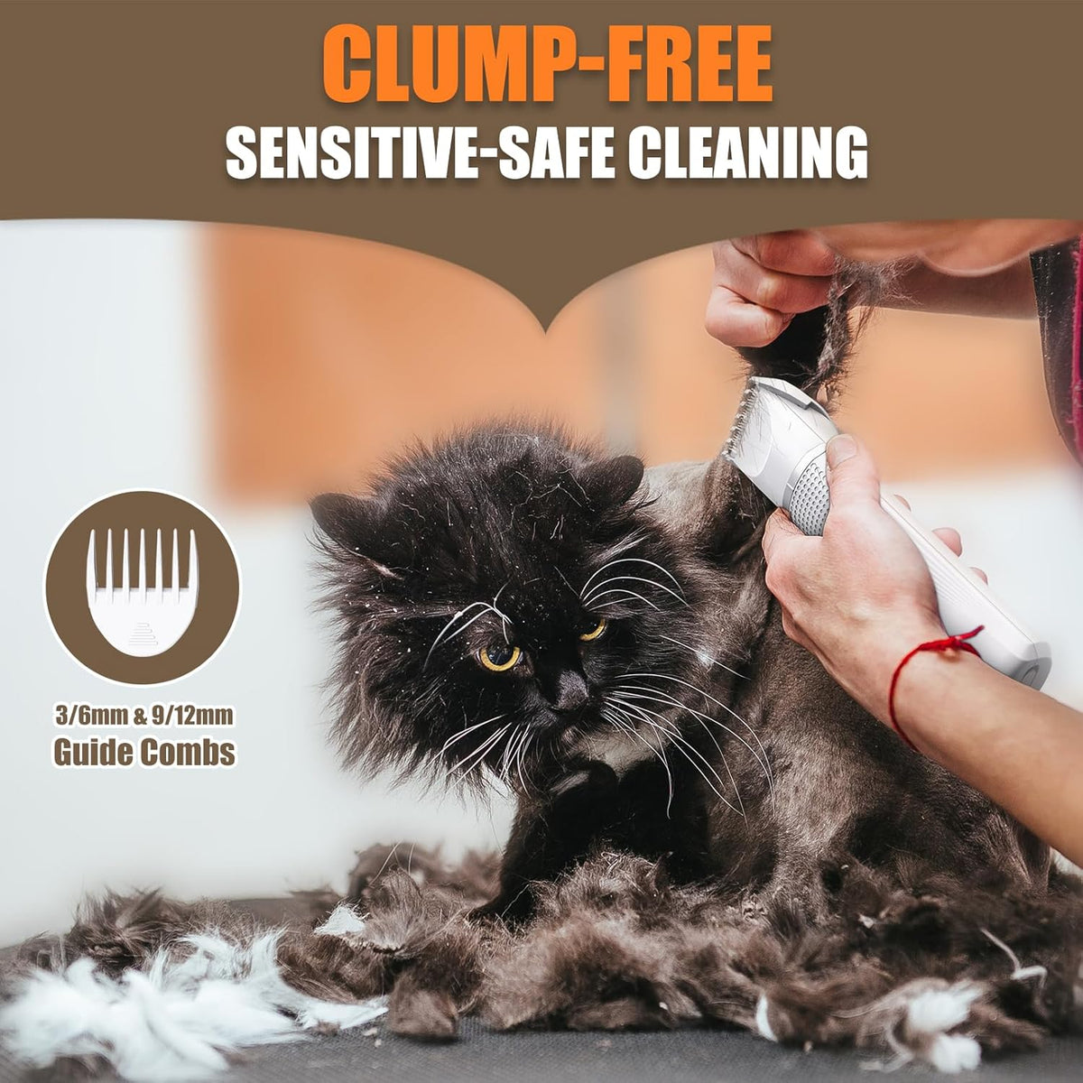 Close up of Bautrium narrow paw trimmer attachment for sensitive area grooming
