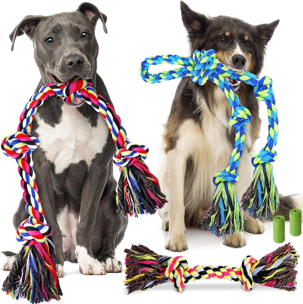 Forfon heavy duty dog rope toy front view for aggressive chewers