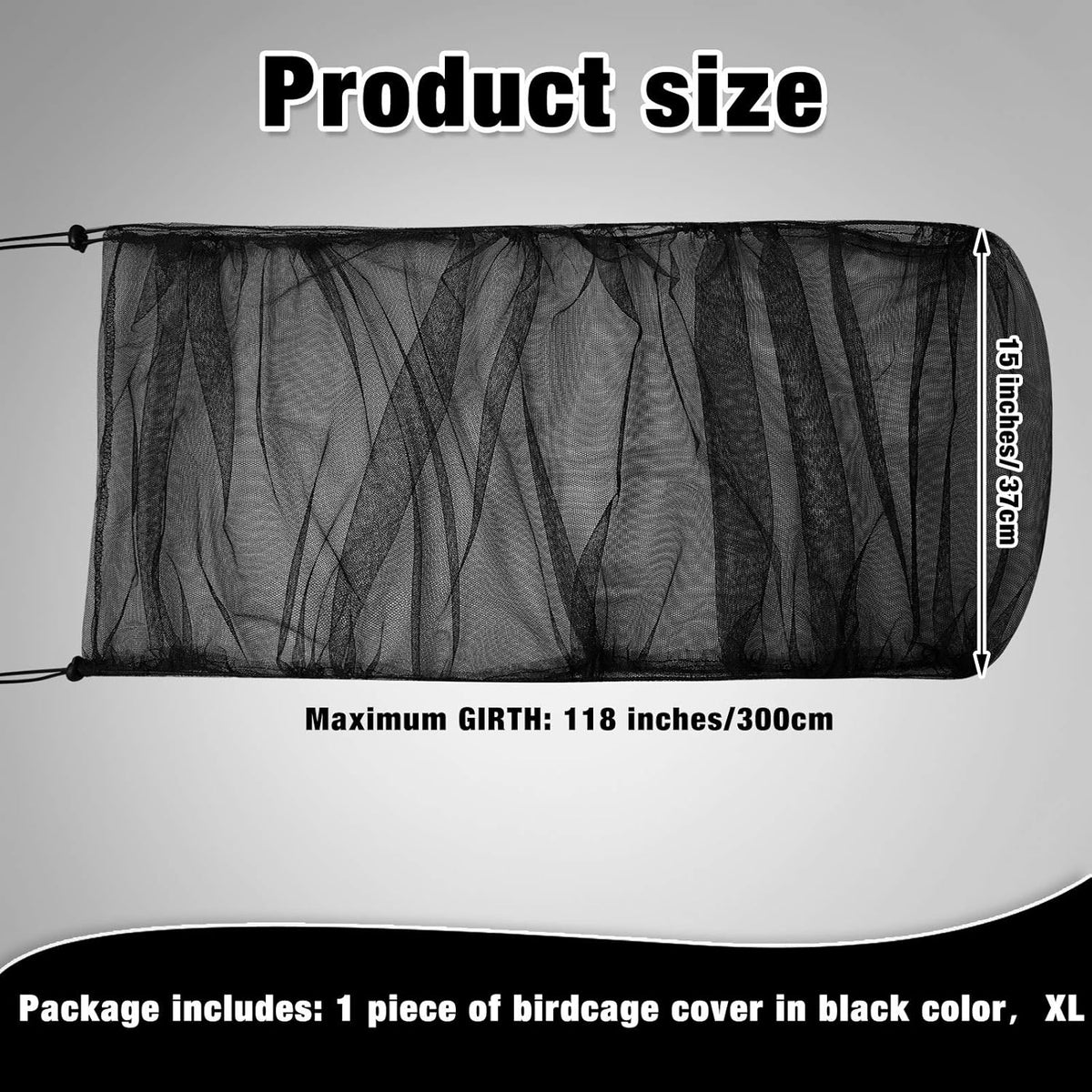Close up of Shappy bird cage net elastic drawstring and clasp mechanism