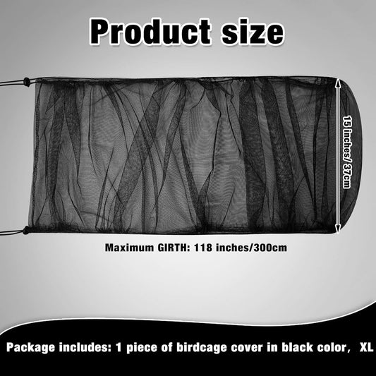 Shappy adjustable bird cage net cover showing top elastic drawstring detail