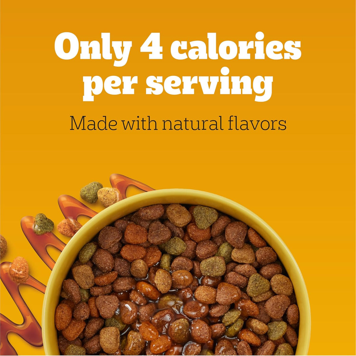 Back label of Pedigree Drizzlers showing the eight simple ingredients list and low calorie details.