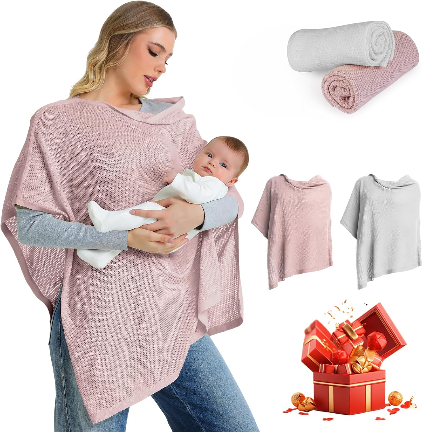 Momwills nursing cover 2 pack front view for breastfeeding