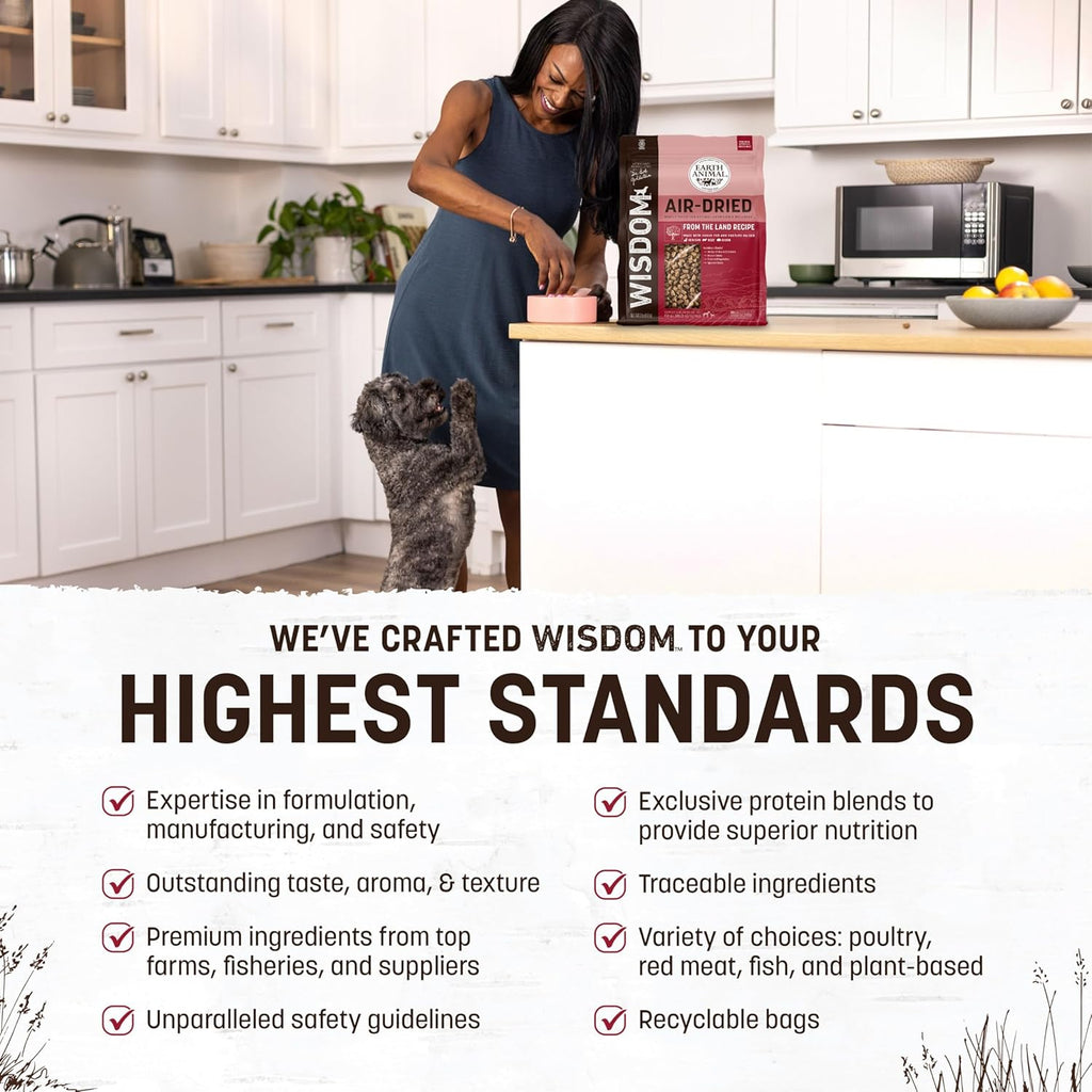 Earth Animal Wisdom premium air dried pet food ingredients and nutritional breakdown