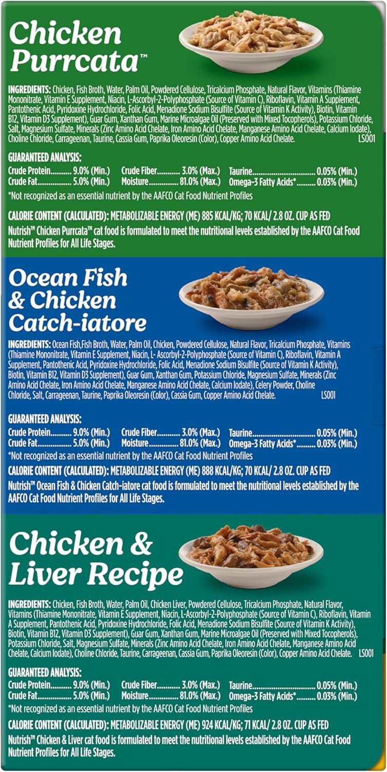 Nutrish grain free cat food cup top label detail