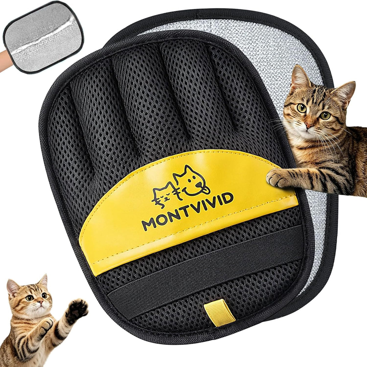 Montvivid electrostatic pet hair removal glove front view for furniture cleaning