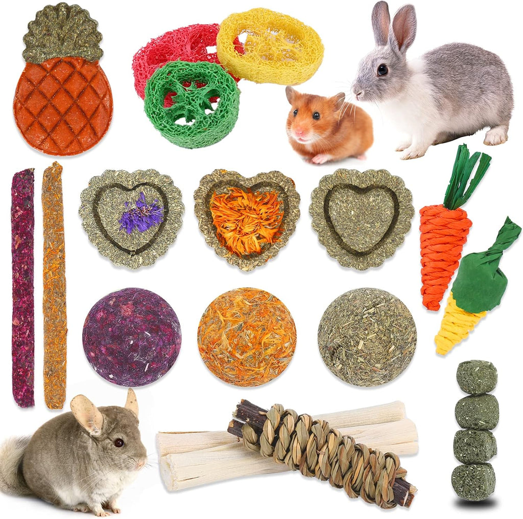 52Pcs Rabbit Chew Sticks, Guinea Pig Toys, Natural Timothy Grass Molar Teeth Stick, Mixing Flowers, Roses, Calendula and Forget Me Not, Small Animals Treats - Image 10