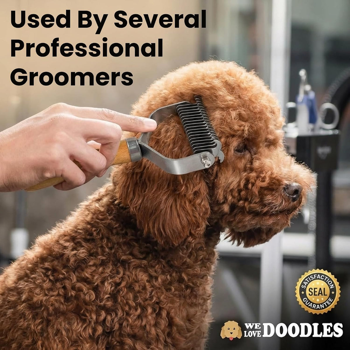 Side profile view of We Love Doodles deshedding undercoat rake