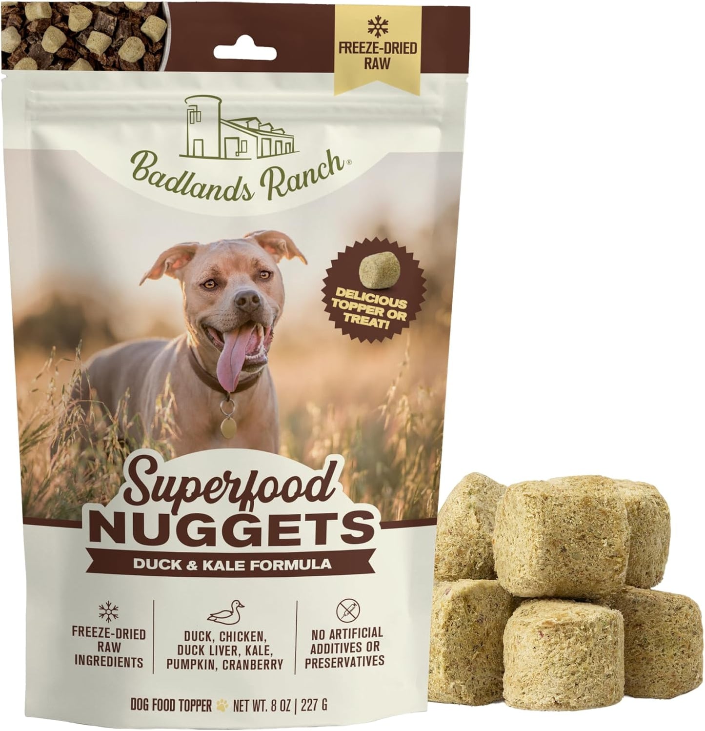 BADLANDS RANCH Superfood Nuggets - Freeze-Dried Raw Dog Treat & Food Topper, Nutrient-Dense Beef Tripe & Kale Formula, High Protein, No Artificial Additives, 8oz Bag - Image 13