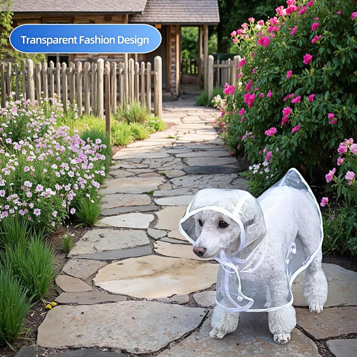 Bubble-Fly waterproof pet jacket flat lay perspective illustrating the cape style shape