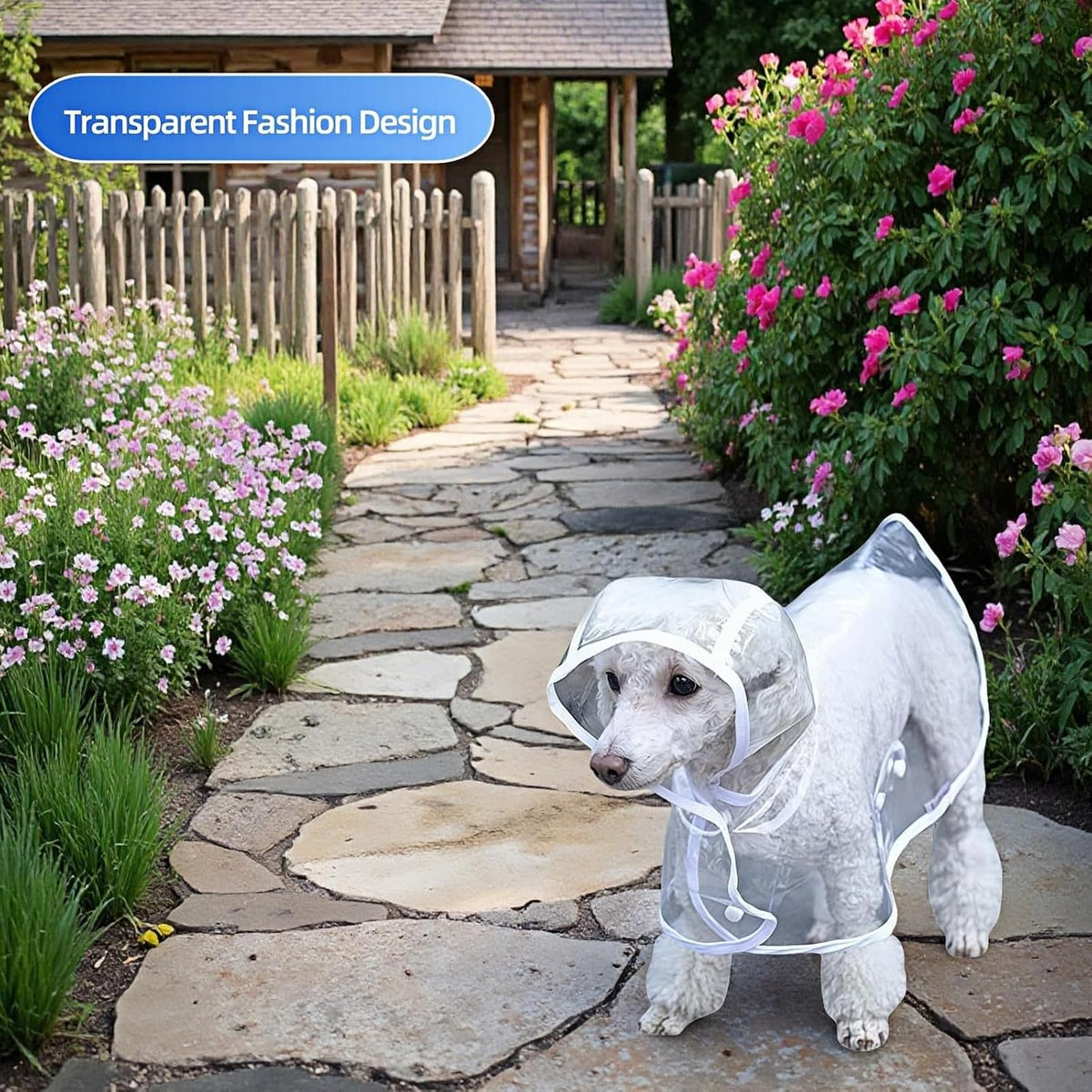 Bubble-Fly waterproof pet jacket flat lay perspective illustrating the cape style shape