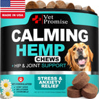 Goodgrowlies Advanced Calming Chews for dogs front view packaging showcasing natural pet stress relief treats.