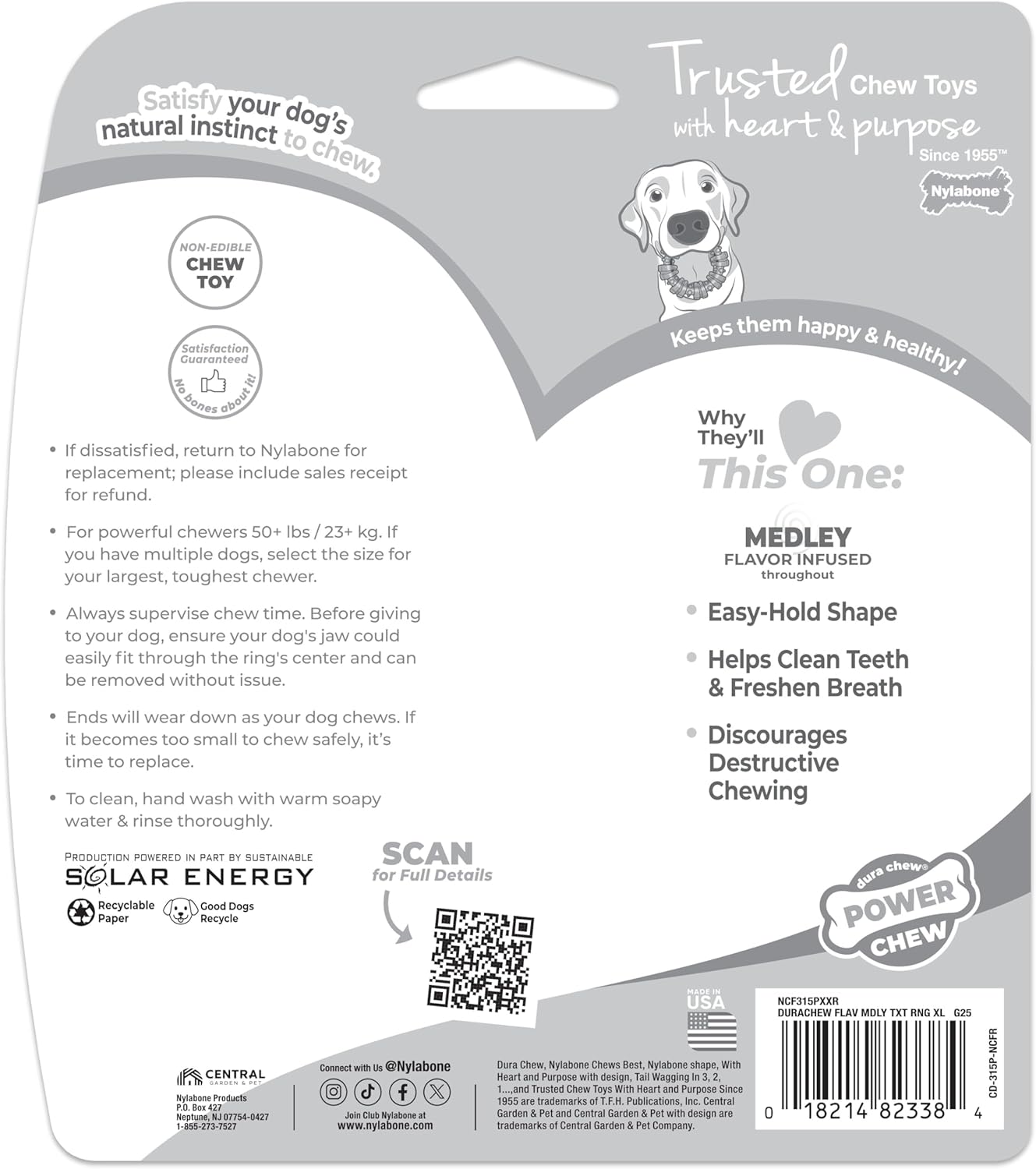 Nylabone Textured Ring Power Chew Toy for Large Dogs, Durable Dog Toys for Aggressive Chewers, Strong Dog Chew Bones To Keep Them Busy, Flavor Medley, X-Large - 50+ lbs, 1 Count - Image 12