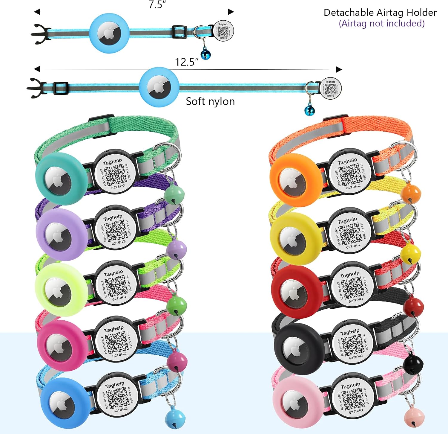 Taghelp blue breakaway kitten collar with safety quick-release buckle close up.
