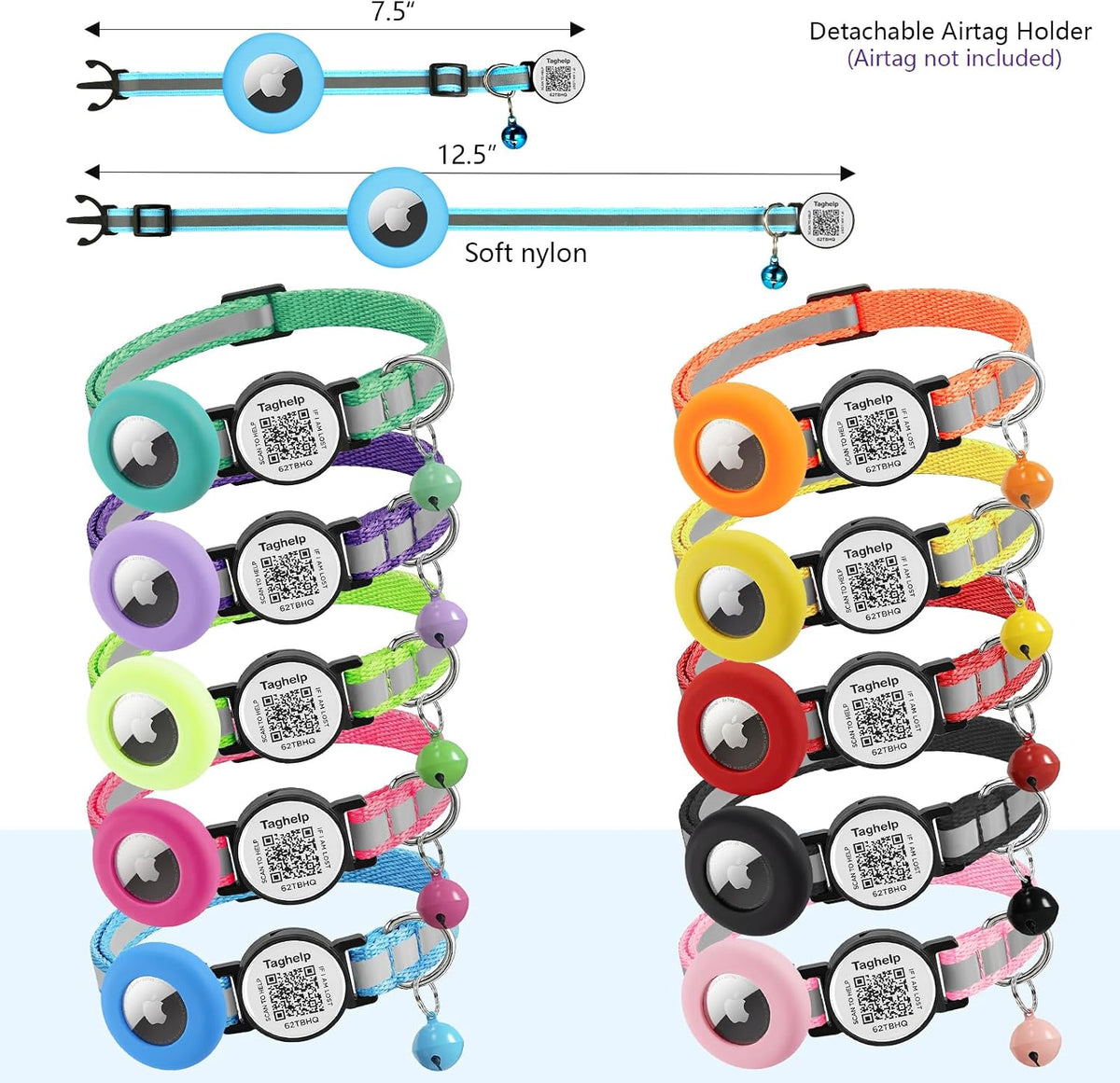 Taghelp blue breakaway kitten collar with safety quick-release buckle close up.