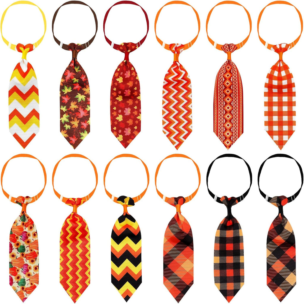 Packaging assortment of 12 bow ties and 12 neckties for seasonal pet styling.