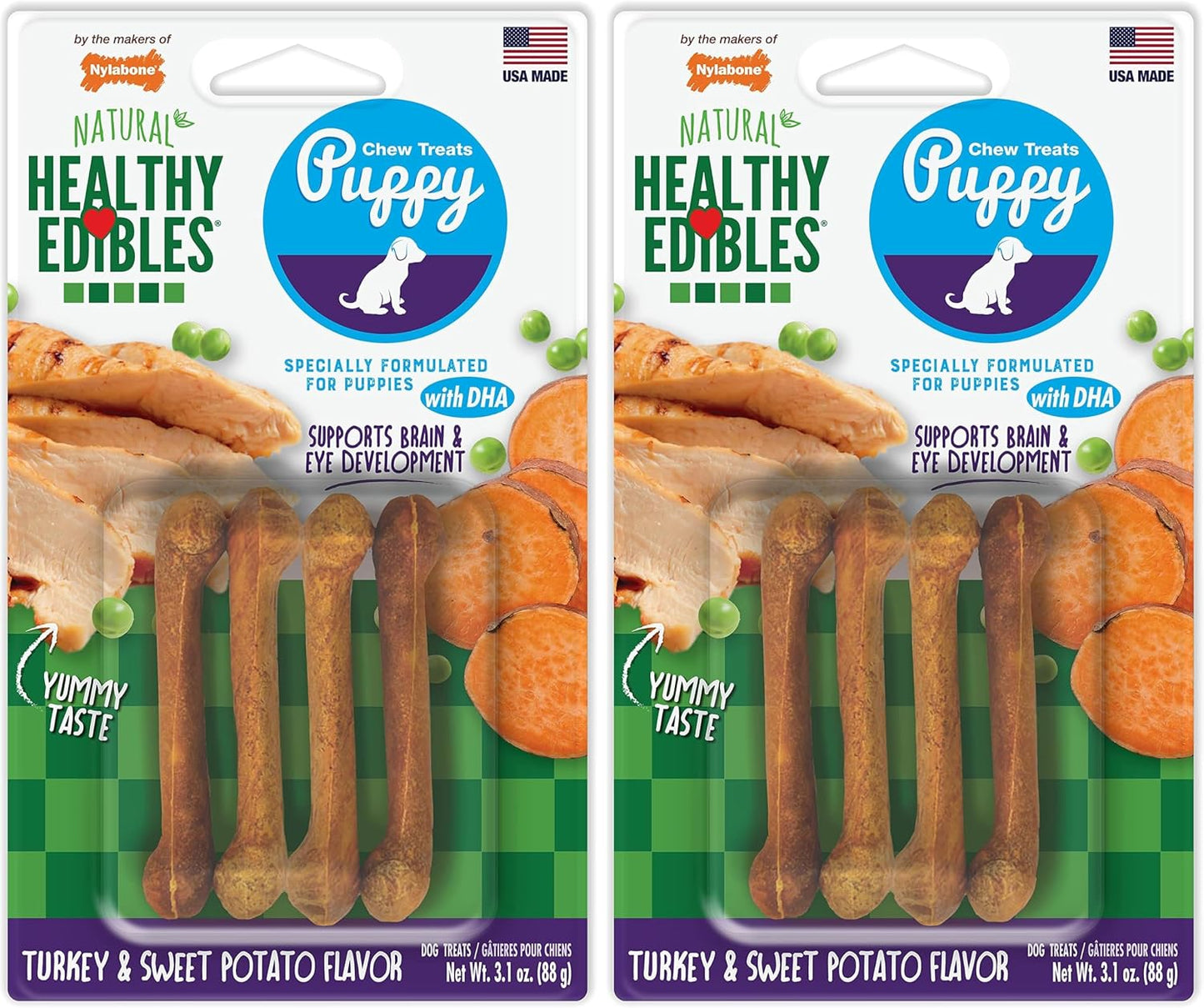 Nylabone Healthy Edibles Natural Puppy Chews Long Lasting Treats for Puppies, Roast Beef/Apple/Bacon Dog Treats, X-Small/Petite (3 Count) - Image 12