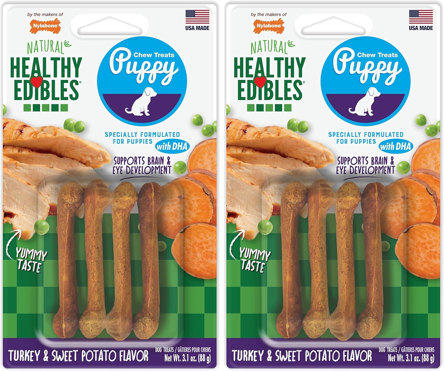 Nylabone Healthy Edibles Natural Puppy Chews Long Lasting Treats for Puppies, Roast Beef/Apple/Bacon Dog Treats, X-Small/Petite (3 Count) - Image 12