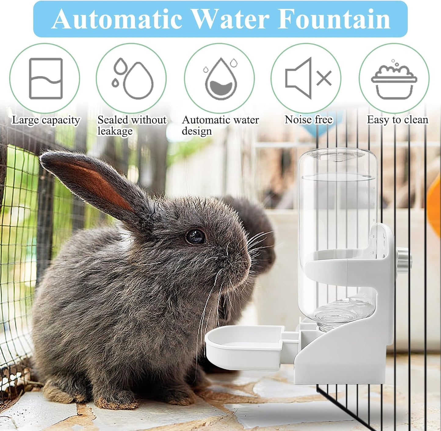 kathson Rabbit Water Dispenser for Cage 17 Oz Hanging Guinea Pig Water Bottle No Drip Gravity Automatic Bunny Water Bottle No Leak Small Animal Water Bottle for Chinchilla Ferret HamsterWhite - Image 3