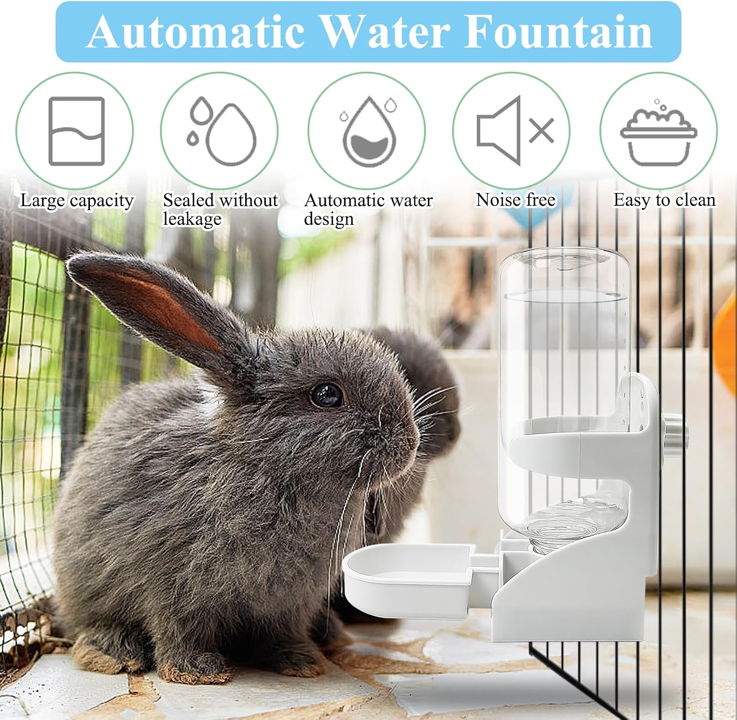 kathson Rabbit Water Dispenser for Cage 17 Oz Hanging Guinea Pig Water Bottle No Drip Gravity Automatic Bunny Water Bottle No Leak Small Animal Water Bottle for Chinchilla Ferret HamsterWhite - Image 3