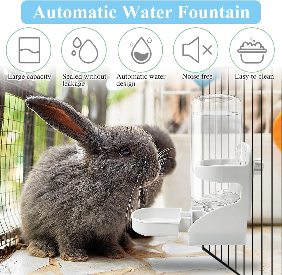 kathson Rabbit Water Dispenser for Cage 17 Oz Hanging Guinea Pig Water Bottle No Drip Gravity Automatic Bunny Water Bottle No Leak Small Animal Water Bottle for Chinchilla Ferret HamsterWhite - Image 3