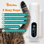 Zesty Paws calming solution targeting cat urine spraying and scratching issues.
