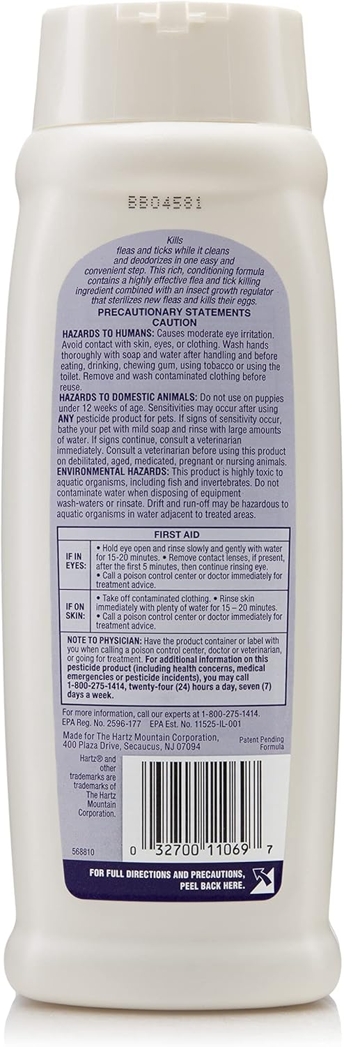 Hartz anti flea and tick dog wash eighteen fluid ounces package