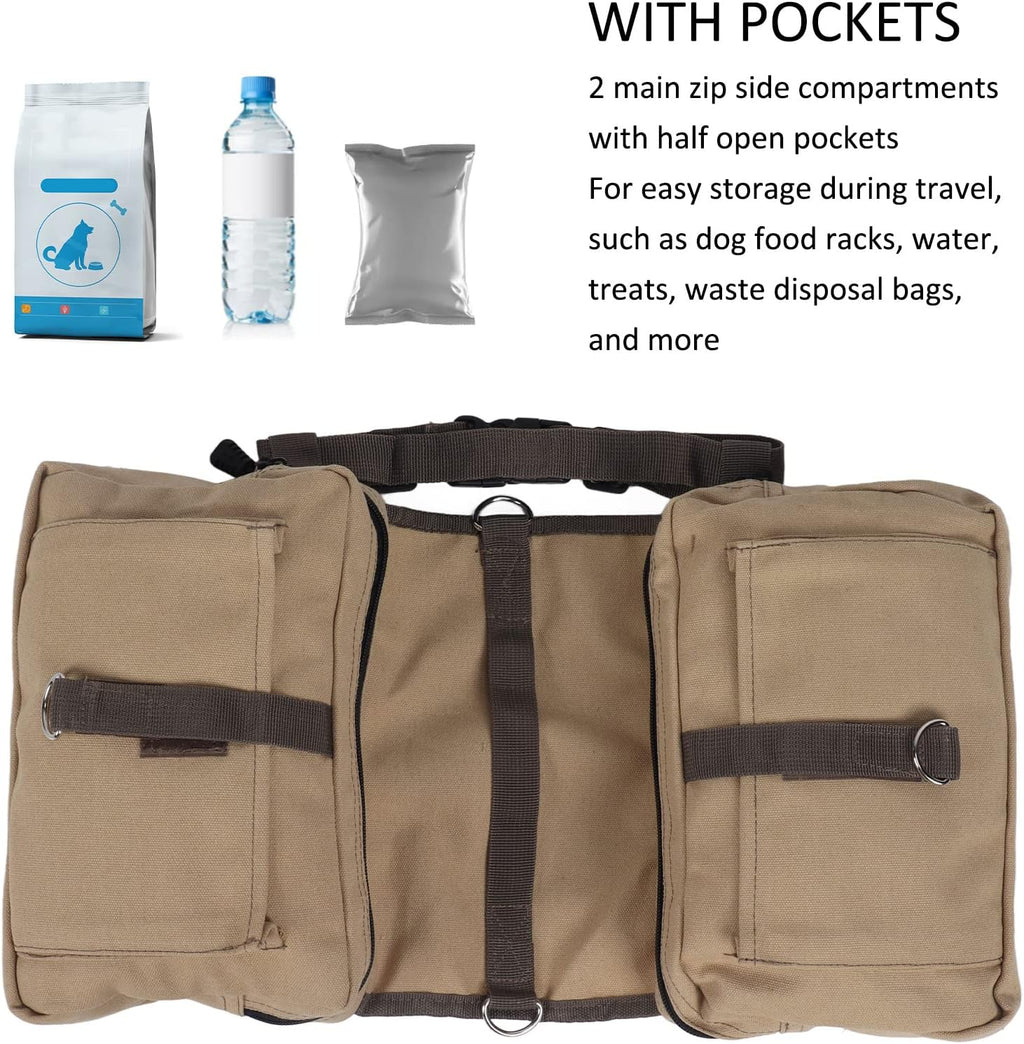JOROBURO dog backpack for hiking packed with travel essentials like treats and water bowls