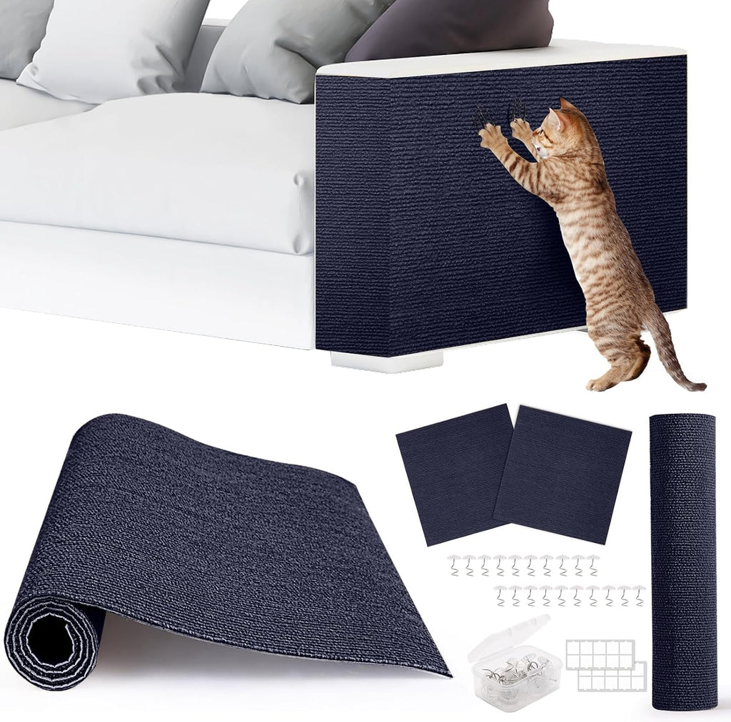 4pack Cat Scratch Couch Furniture and Wall Protector | Adhesive Cat Scratch Pad for Covering Cat Tower, DIY Climbing Cat Scratcher Couch Protector from Cat Claws Scratching (Light Gray) - Image 15