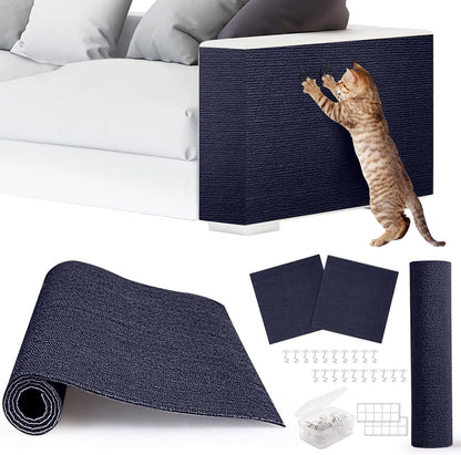 4pack Cat Scratch Couch Furniture and Wall Protector | Adhesive Cat Scratch Pad for Covering Cat Tower, DIY Climbing Cat Scratcher Couch Protector from Cat Claws Scratching (Light Gray) - Image 15