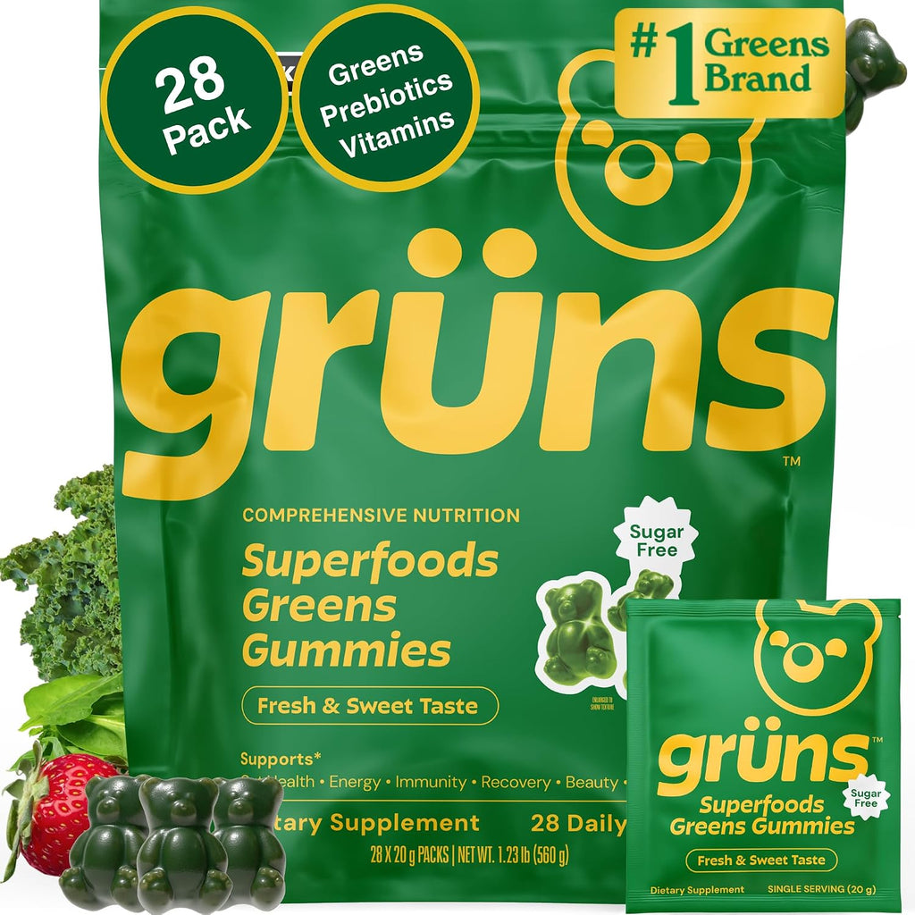 Gruns Adult Greens Gummies Sugar Free Multivitamin & Prebiotic Fiber, 28 ct - Image 1