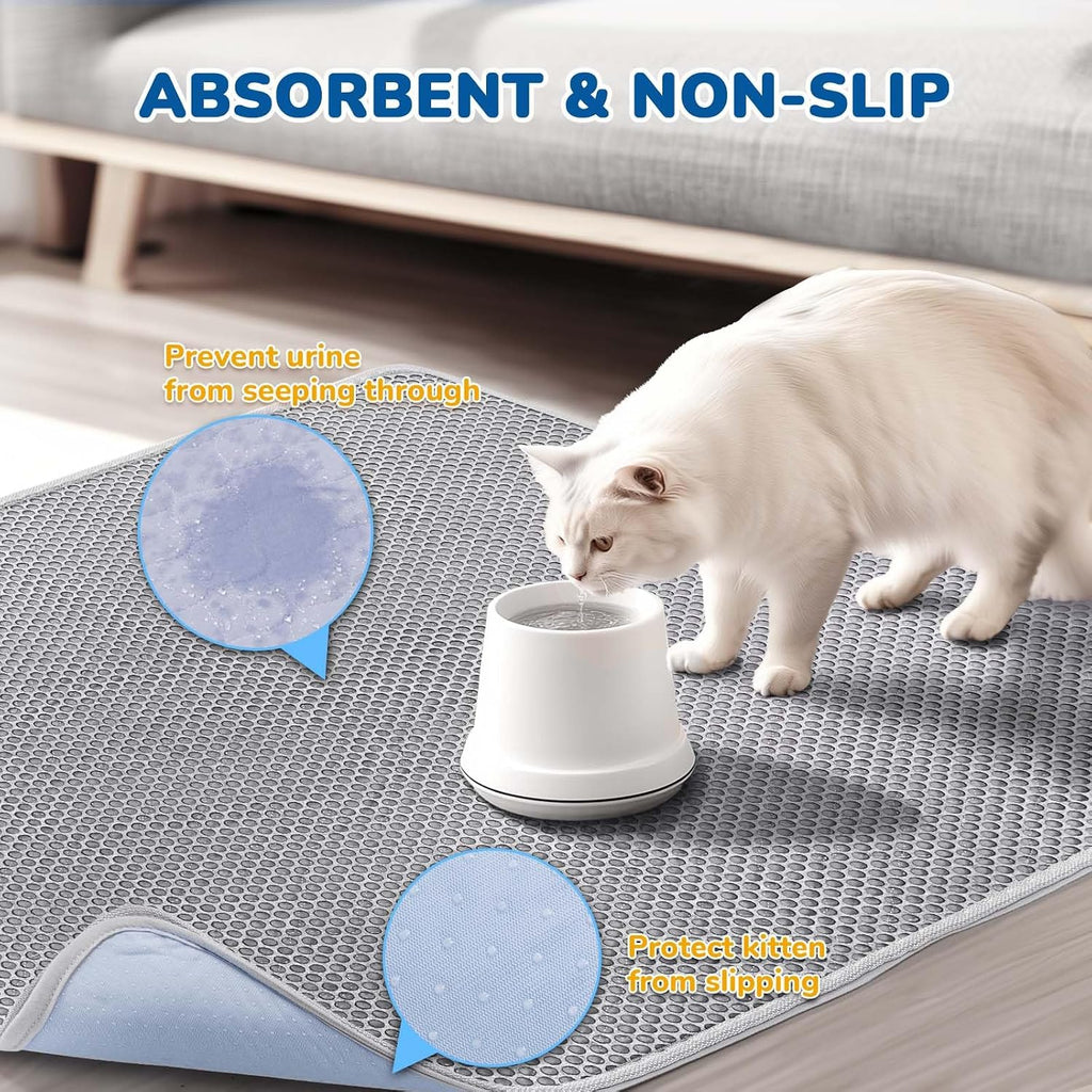 Extra large forty seven by thirty five inches cat litter box mat under multiple litter pans