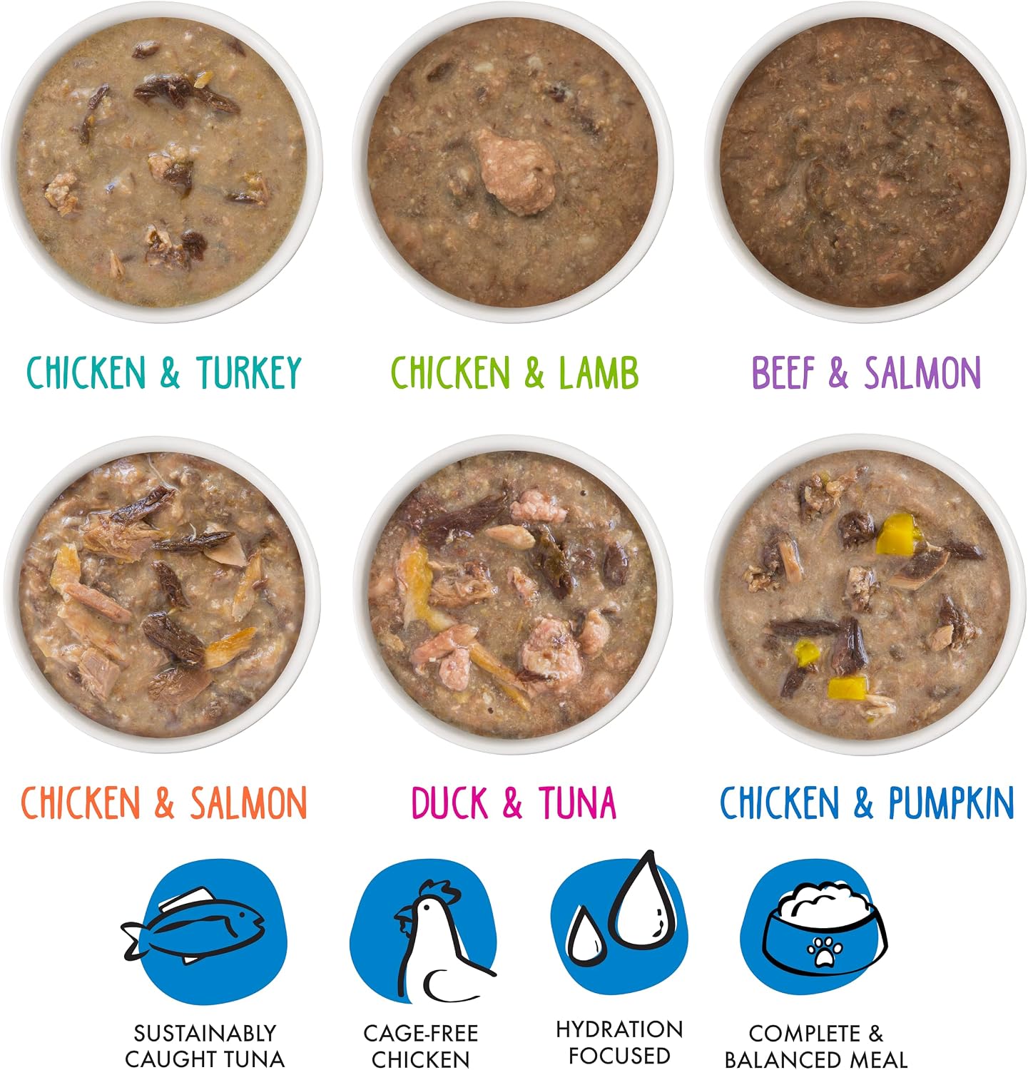 Weruva wet cat food variety pack packaging showing gravy recipes