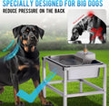 Stainless steel three gallon raised pet waterer side view showing float valve