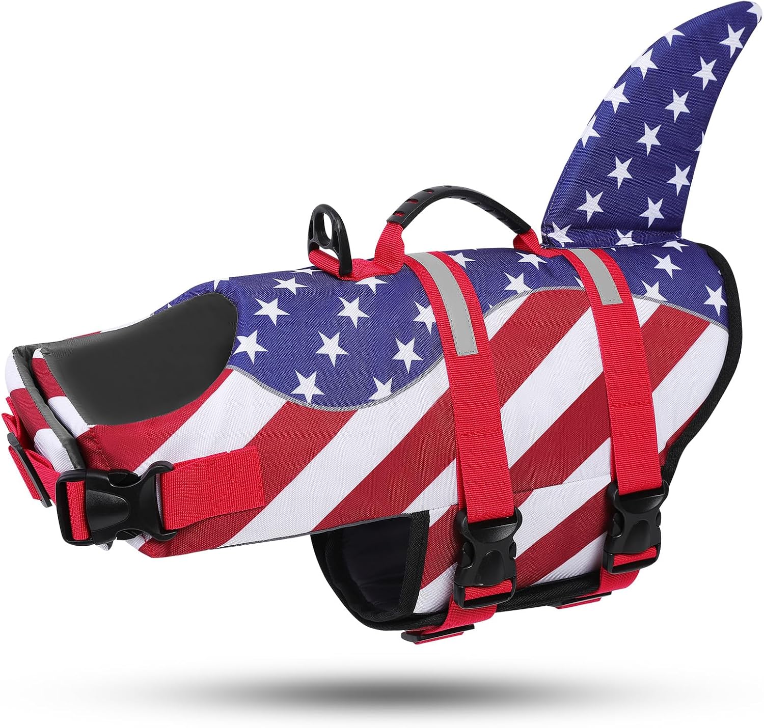 ASENKU Pet Safety Vest side view highlighting the shark fin