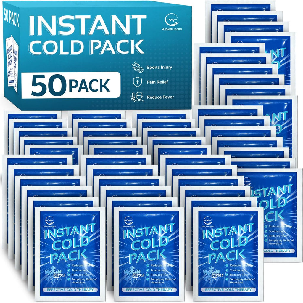 AllSett Health 50 Pack Instant Ice Cold Packs front view