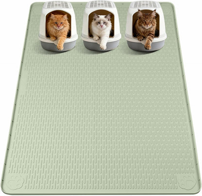 Cat Litter Mat, Extra Large 40" x 28" Silicone Mat Litter Trapping Mat for Scatter Control, Soft on Kitty Paws, Easy to Clean (Gray) - Image 13