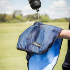 Premium evaporative cooling towel for heat relief packaged in its original zipper storage bag