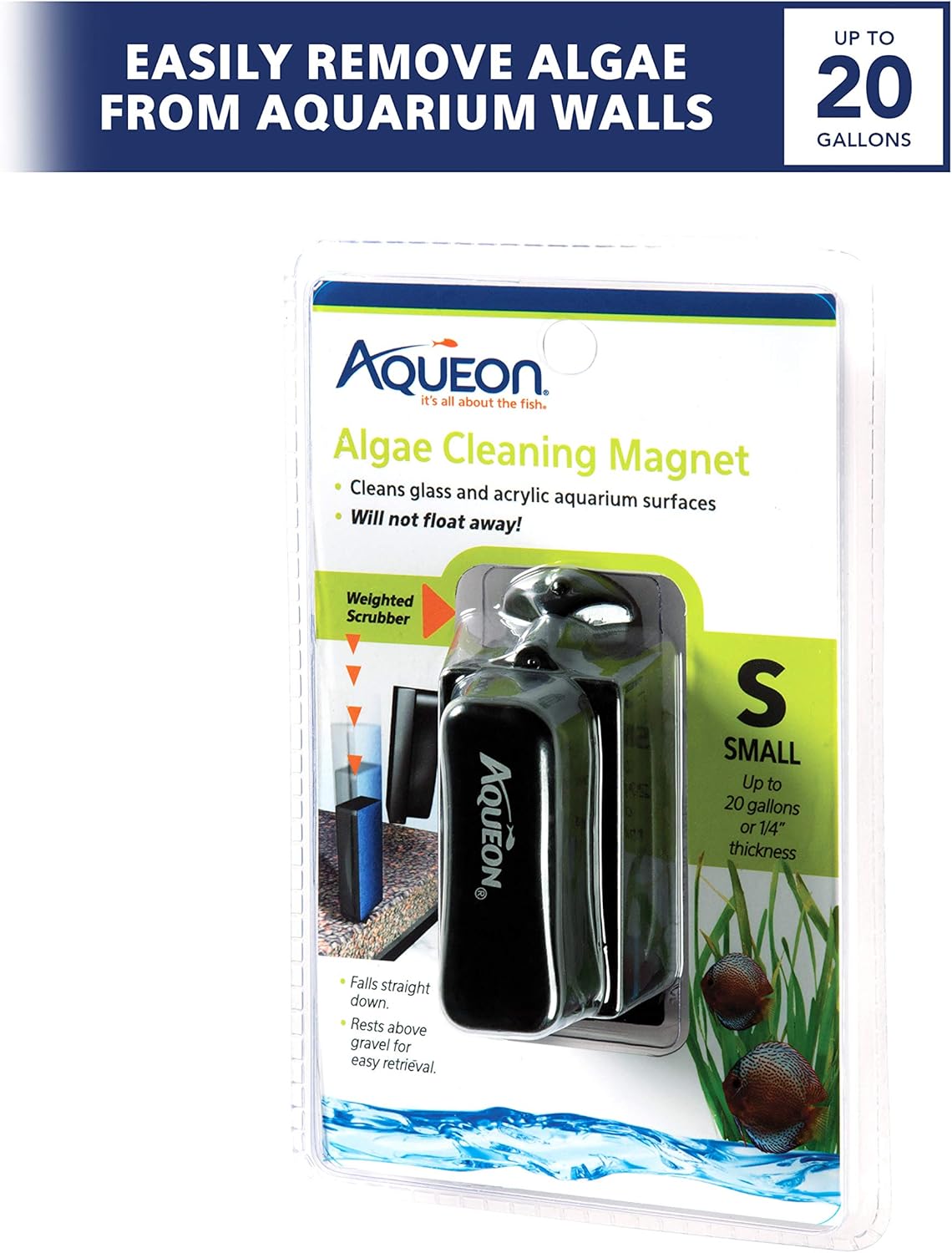 Aqueon Fish Tank Magnetic Glass Cleaner small size separated to show the inner weighted scrubbing pad.