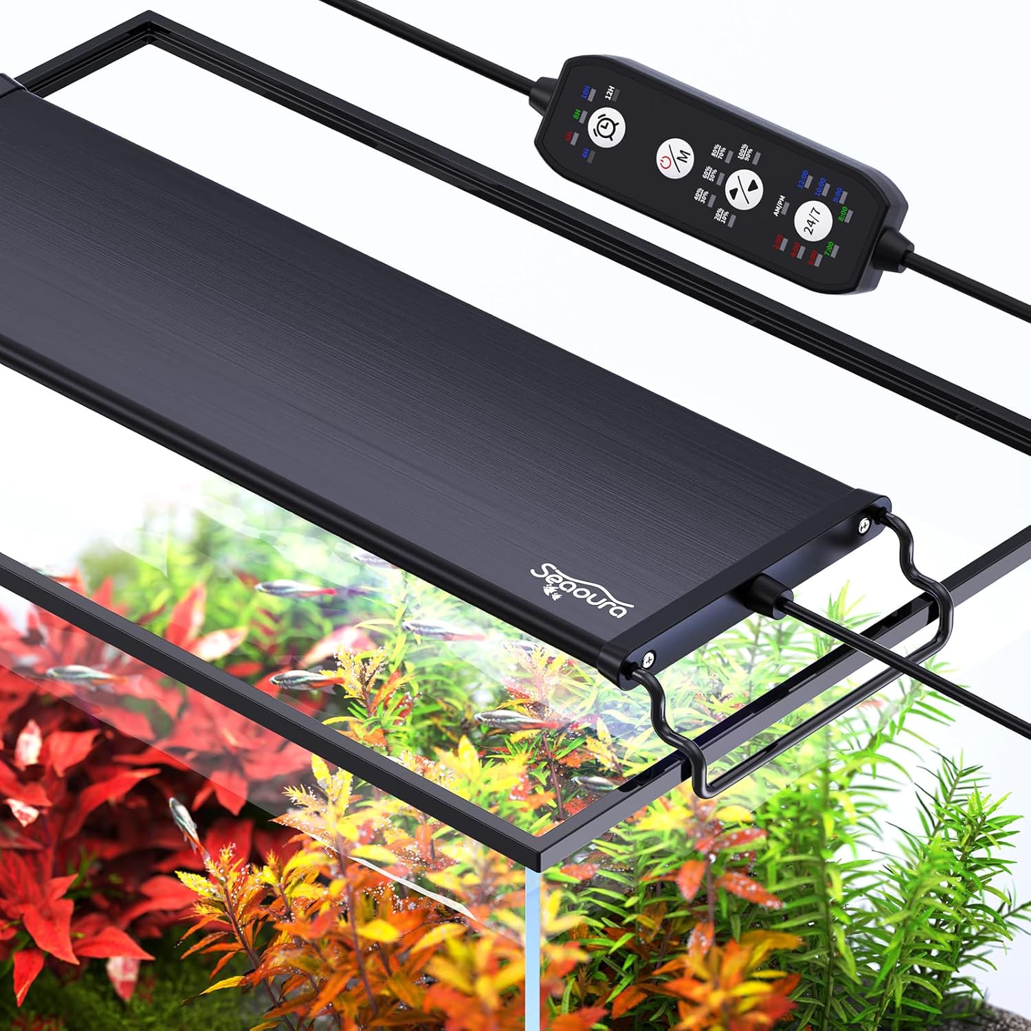 SEAOURA 24/7 Mode Led Aquarium Light for Plants Growth-Full Spectrum Fish Tank Light with Timer, Auto On/Off, 7 Colors, Adjustable Brightness, for 12 to 18 Inch Freshwater Tank - Image 9