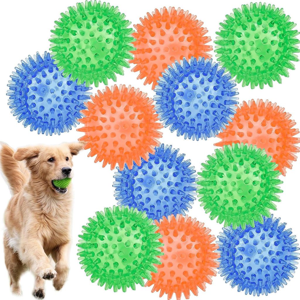 LECHONG 4-Pack Large Squeaky Dog Balls, 4.5" Rubber Spiky Dog Balls for Large Medium Aggressive Chewers Teeth Cleaning, Chew Toy for Training & Boredom Buster - Image 9