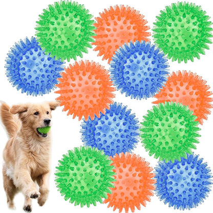 LECHONG 4-Pack Large Squeaky Dog Balls, 4.5" Rubber Spiky Dog Balls for Large Medium Aggressive Chewers Teeth Cleaning, Chew Toy for Training & Boredom Buster - Image 9