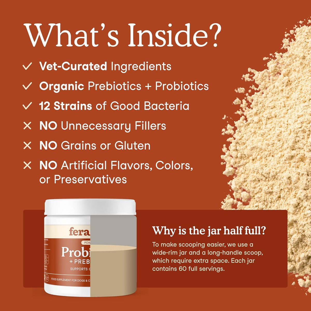 Fera Pets vet formulated gut health powder for dogs and cats