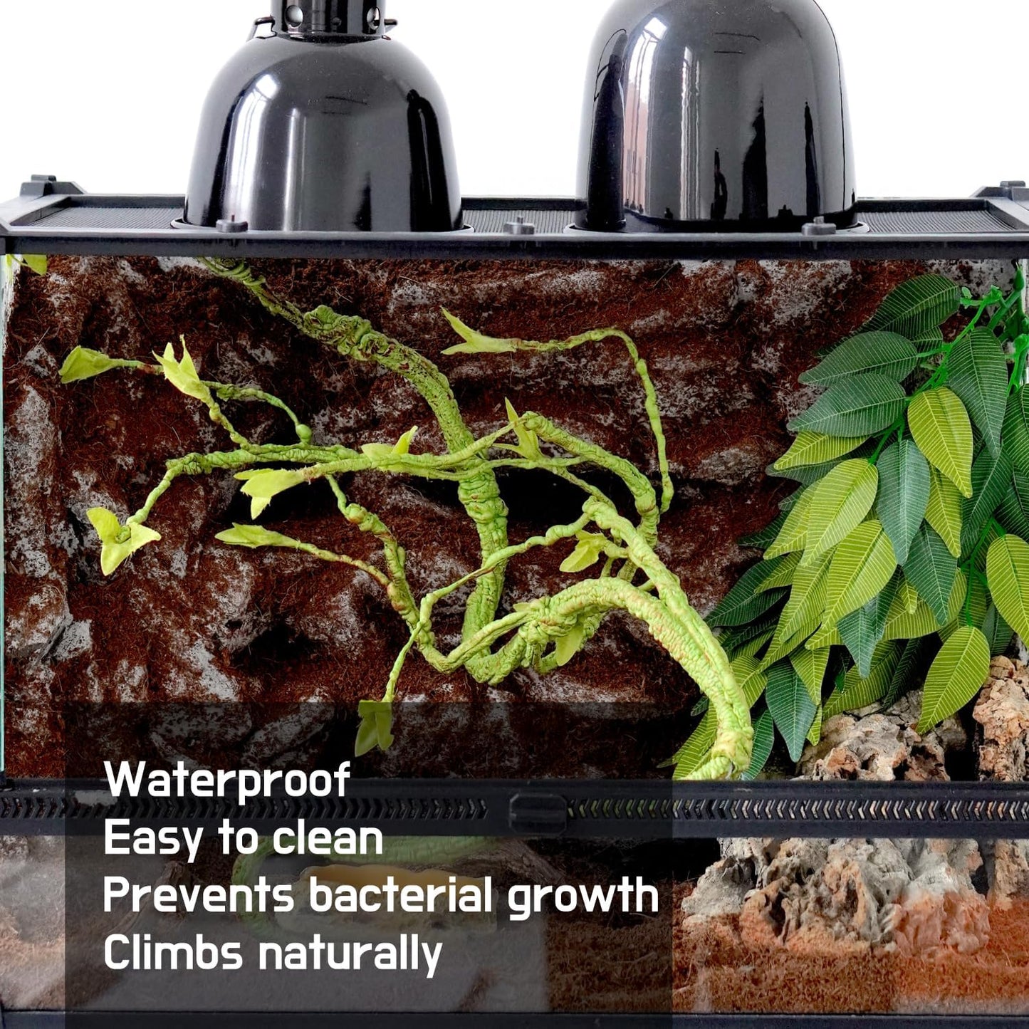 Reptiking fake plant kit with suction cups for reptile tank