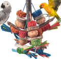 Bissap Bird Chew Toy front view with natural wood and corncob