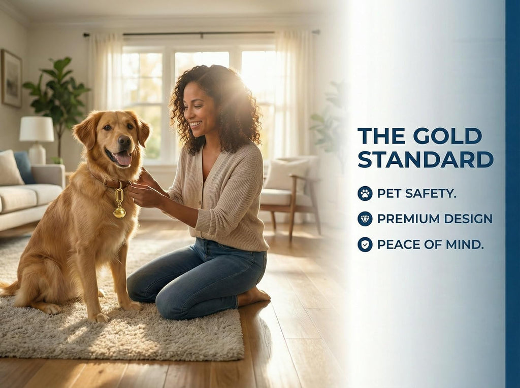 Domsimy gold bell charm side profile for pet accessories