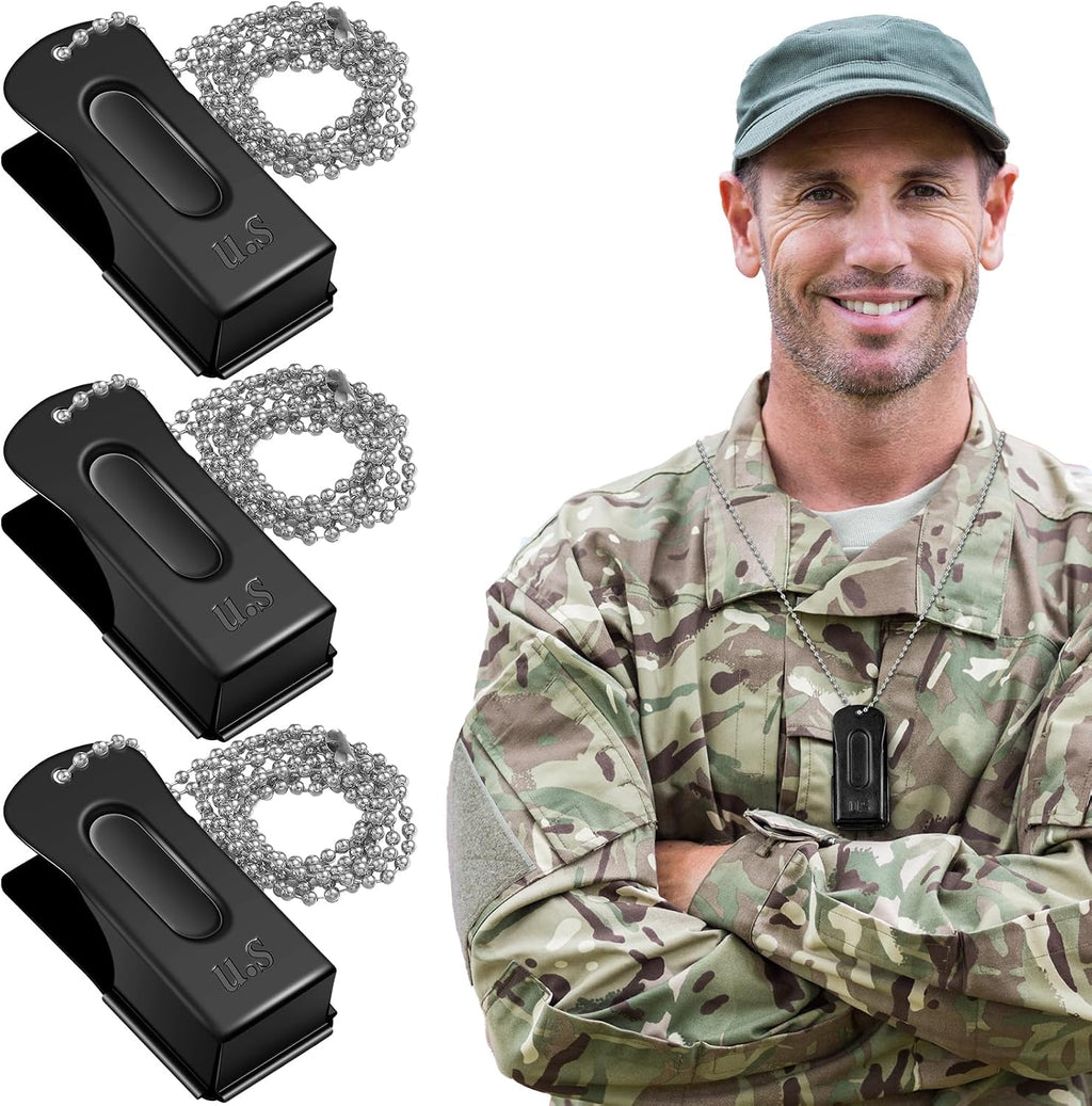Jenaai brass pet training clicker necklace front view in black color pack of three