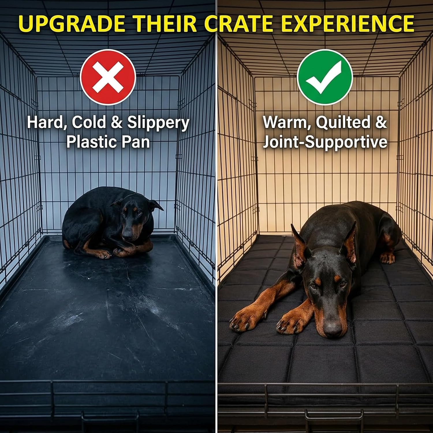 Waterproof surface detail of Drounphi black dog kennel mat