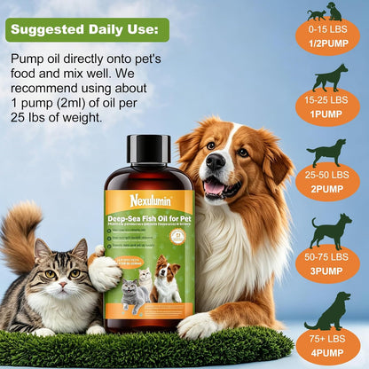 Authentic USA imported liquid fish oil for reducing dog and cat shedding